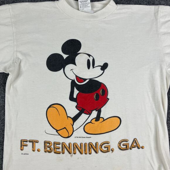 Artex Mickey Mouse T-Shirt Womens Small White Ft Benning GA Graphic Vintage 80s - Picture 2 of 10